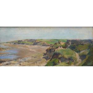 Paysage marin, plage et falaises, Côte basque ? Georges DEMIRGIAN (1855-1920)