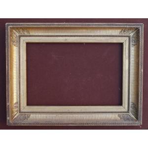 19th-century Gilded Frame With Channels, 6m Size For 41x27, View 39x25.7 Cm