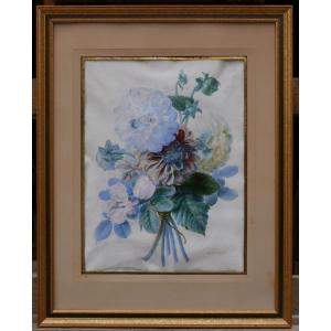 Bouquet de fleurs XIXè - Louise Logerot vers 1840