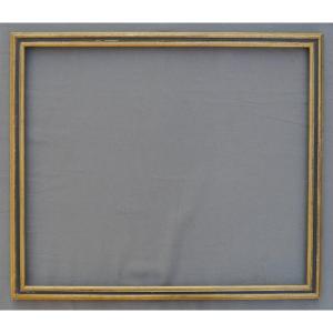 Cadre baguette dorée et noire époque Louis-Philippe vers 1840 vue 58,5x49,5 cm