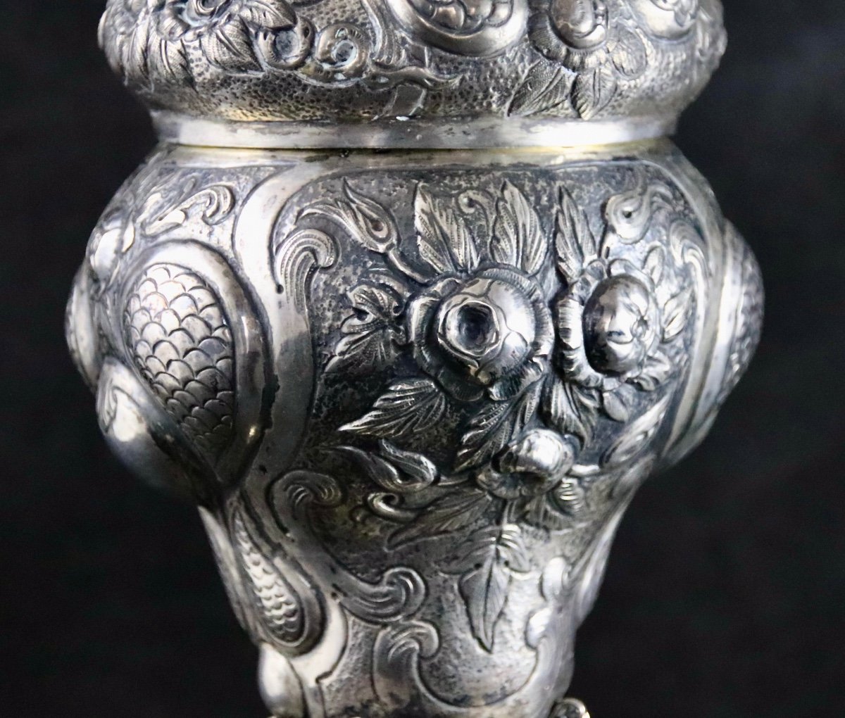 Pokal Or German Covered Cup In Sterling Silver, XIXth Century-photo-2