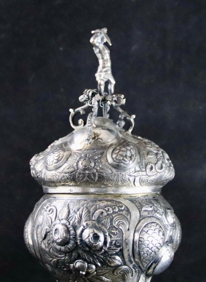 Pokal Or German Covered Cup In Sterling Silver, XIXth Century-photo-3