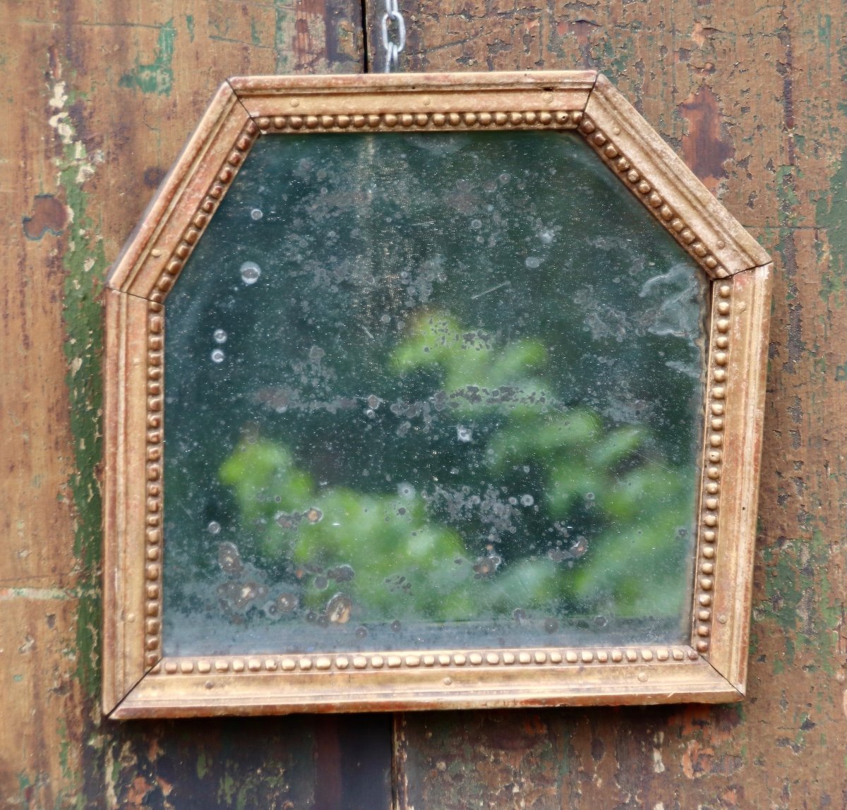 Miroir Héxagonal En Bois Doré d'époque Louis XVI-photo-3