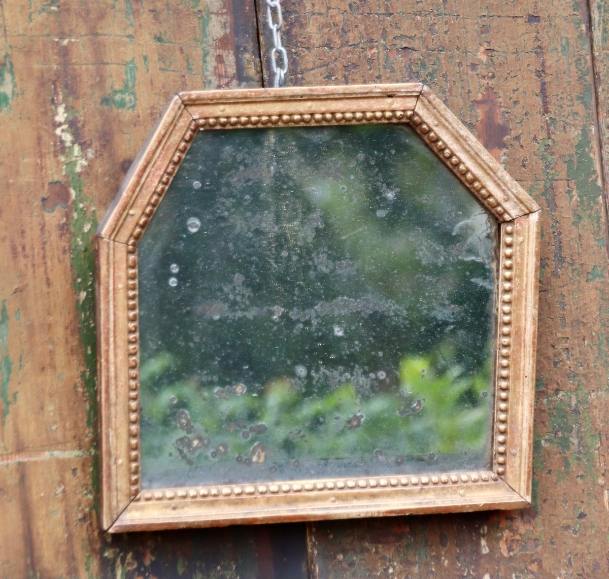 Miroir Héxagonal En Bois Doré d'époque Louis XVI