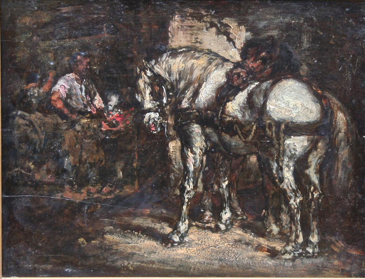 "the Farrier" Painting On Wood Anonime-photo-2
