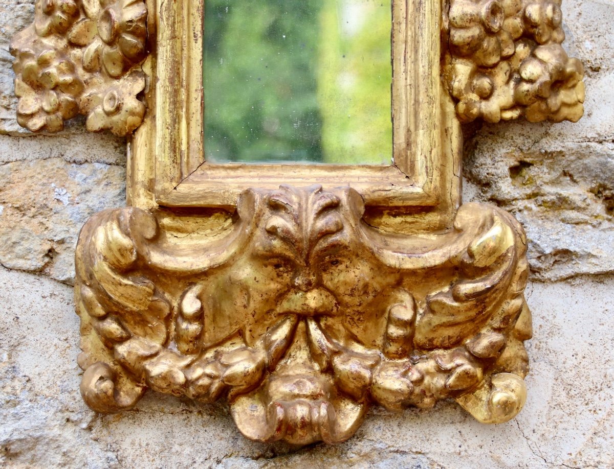 Miroir Baroque En Bois Doré Italie XVIIIème-photo-3