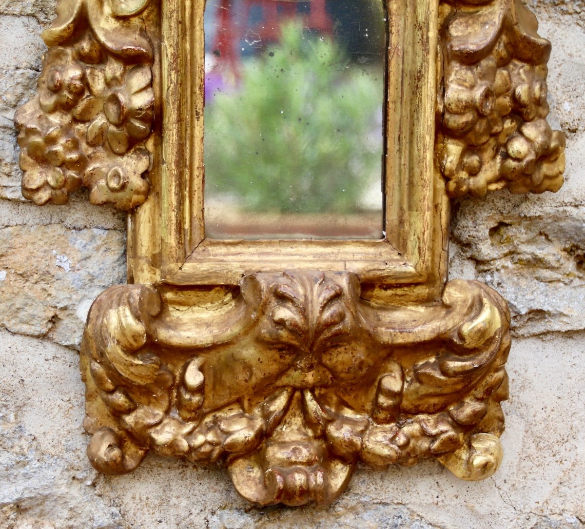 Miroir Baroque En Bois Dor&eacute; Italie XVIII&egrave;me-photo-2