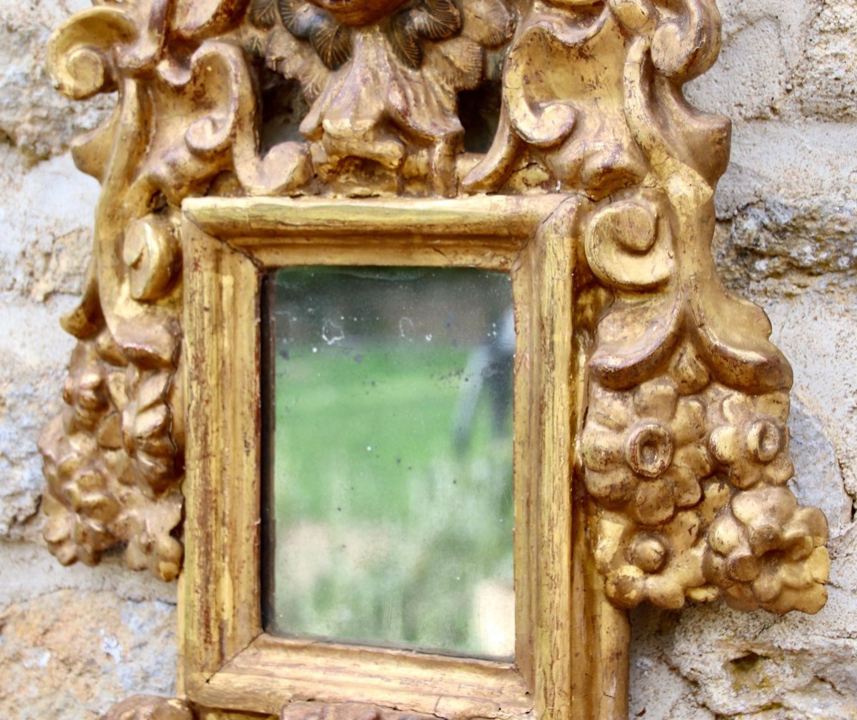 Miroir Baroque En Bois Doré Italie XVIIIème-photo-6