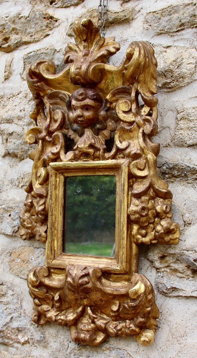 Miroir Baroque En Bois Dor&eacute; Italie XVIII&egrave;me-photo-7