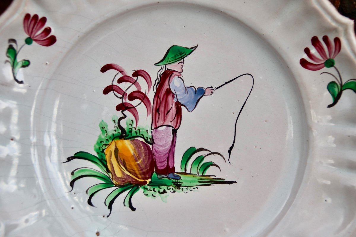 Pair Of Faience Plates From Varages Chinese Decor Eighteenth-photo-1
