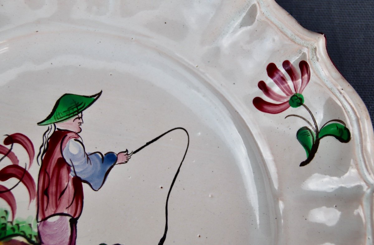 Pair Of Faience Plates From Varages Chinese Decor Eighteenth-photo-3