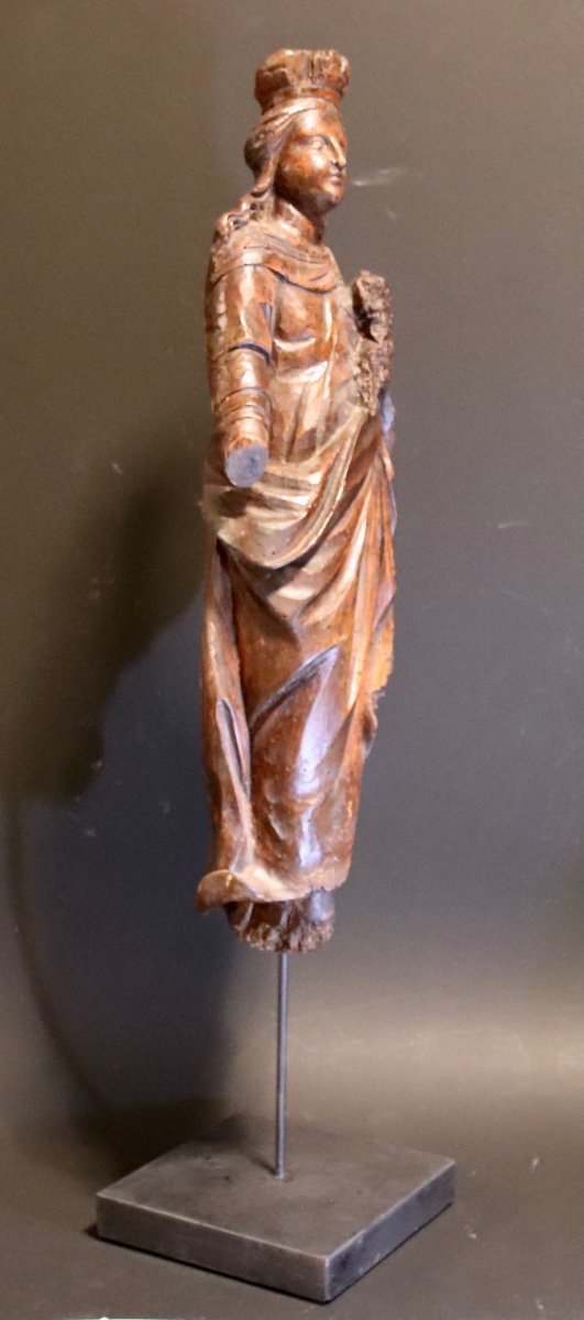 Grande Vierge à l'Enfant En Noyer Flandre XVIIème -photo-3