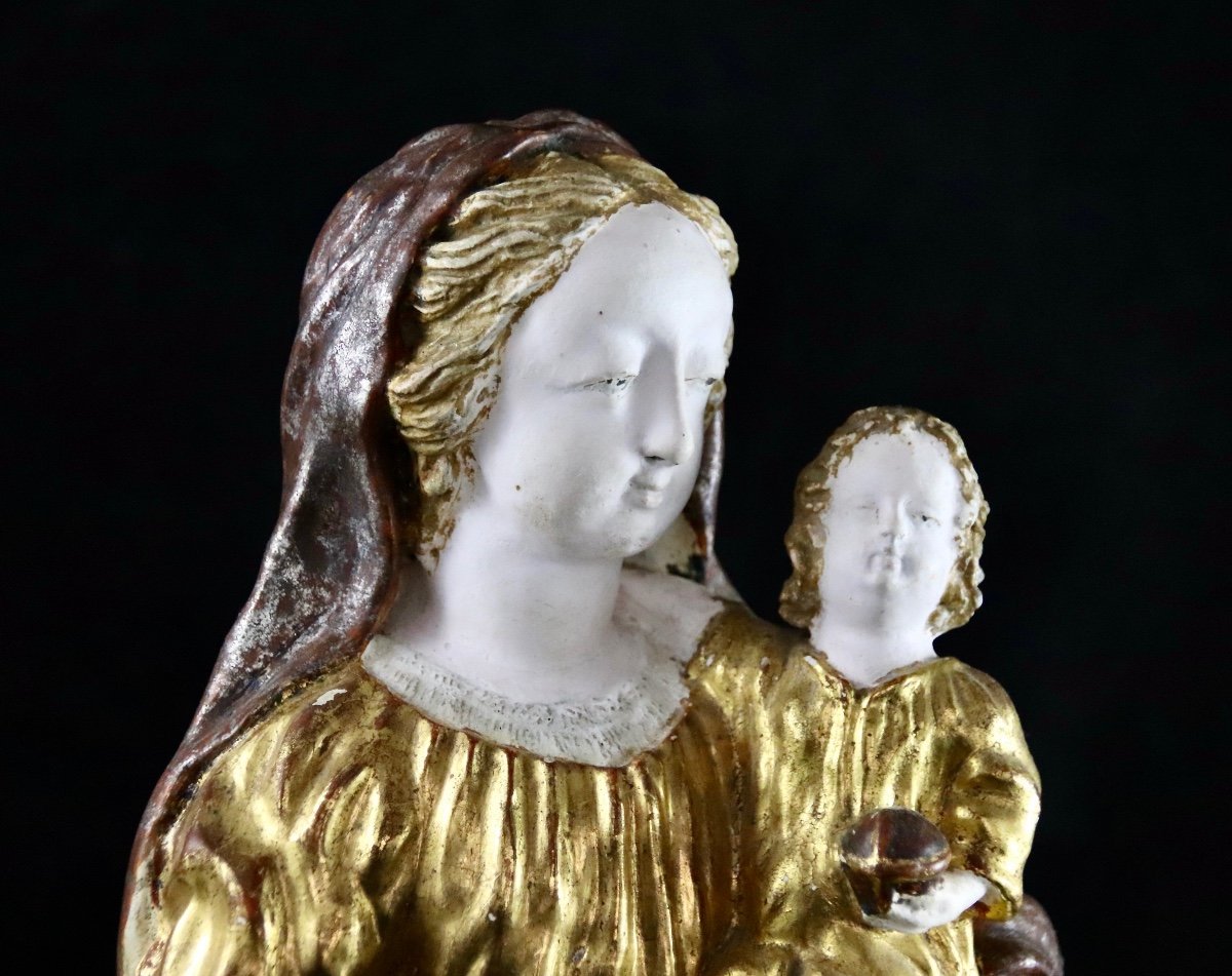 Virgin And Child From Maine In Polychrome Terracotta, Eighteenth Century-photo-4