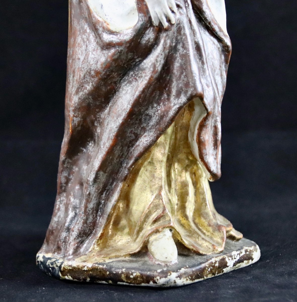 Vierge à l'Enfant Du Maine En Terre Cuite Polychrome d'époque XVIIIème-photo-6