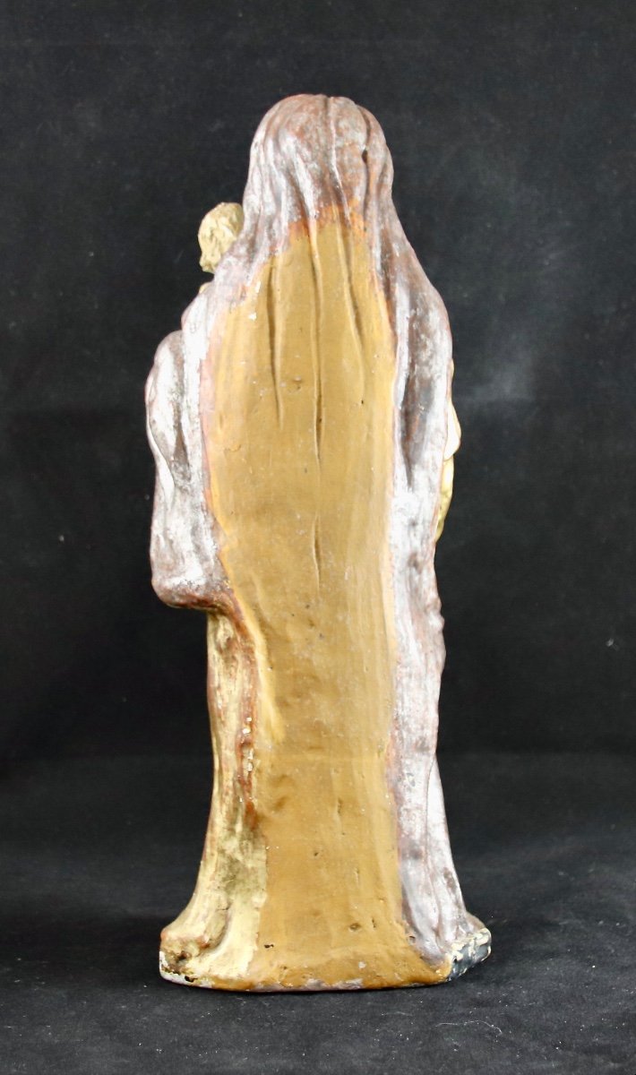 Virgin And Child From Maine In Polychrome Terracotta, Eighteenth Century-photo-8