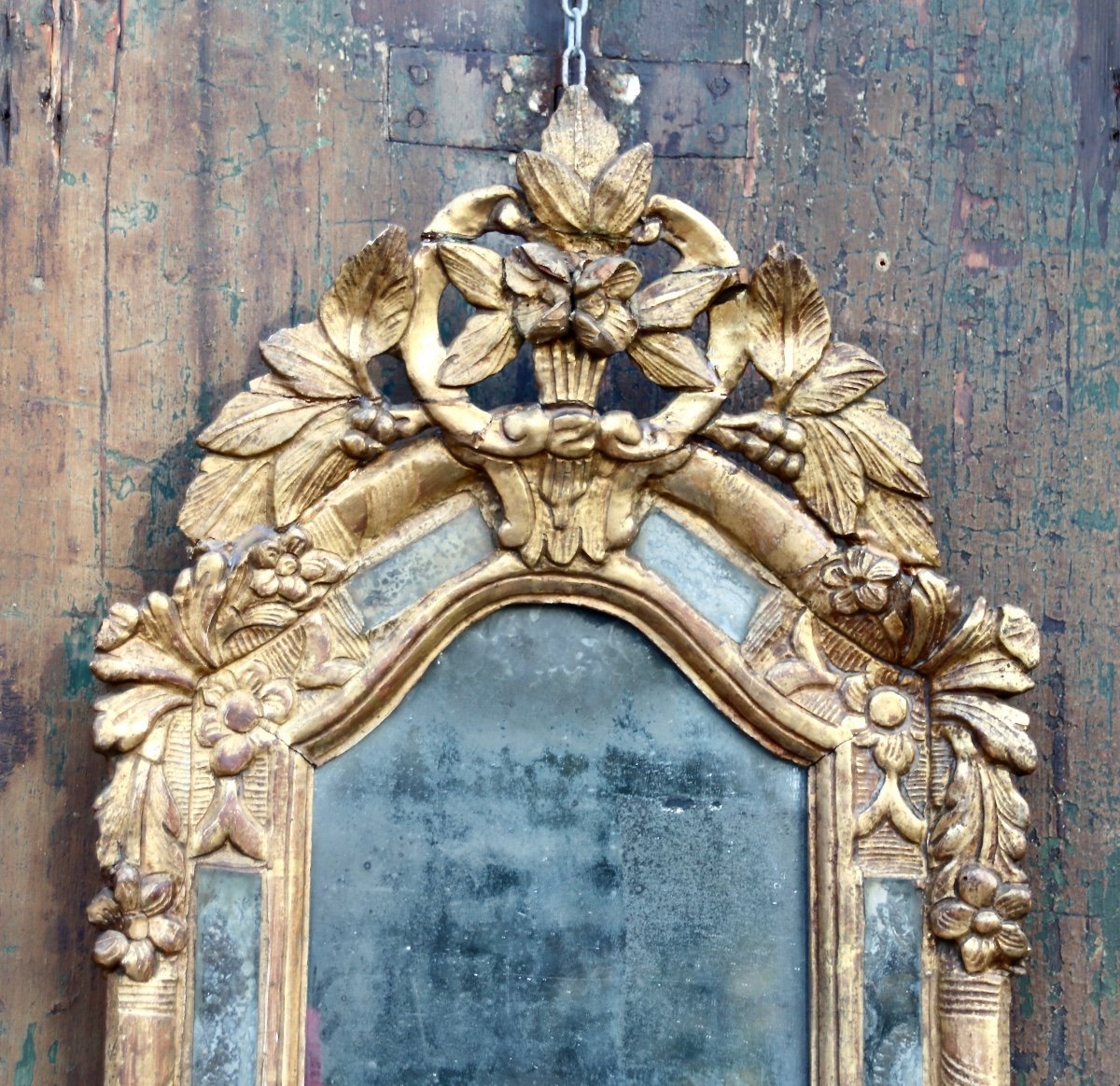 Miroir d'époque Régence En Bois Doré à Parcloses-photo-2