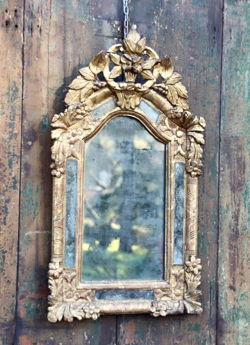Miroir d'époque Régence En Bois Doré à Parcloses-photo-3