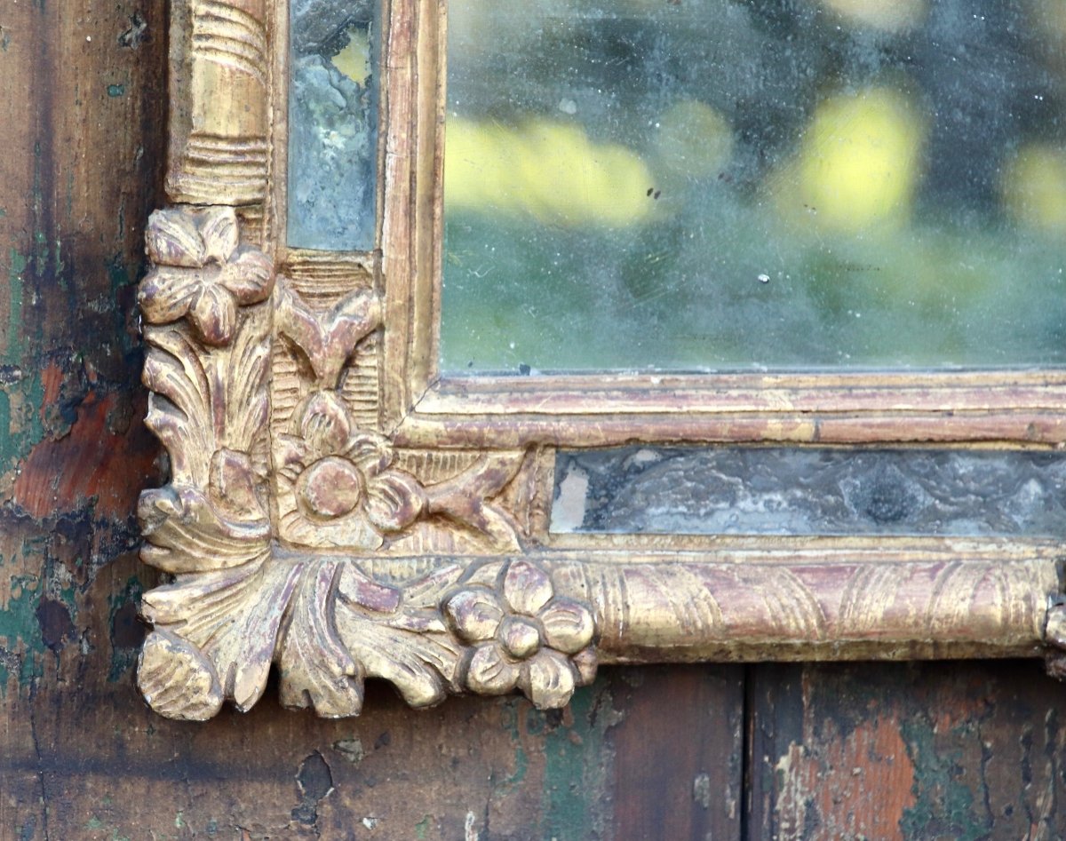 Miroir d'époque Régence En Bois Doré à Parcloses-photo-3