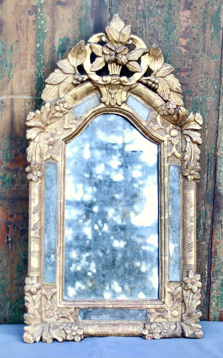 Miroir d'époque Régence En Bois Doré à Parcloses-photo-5