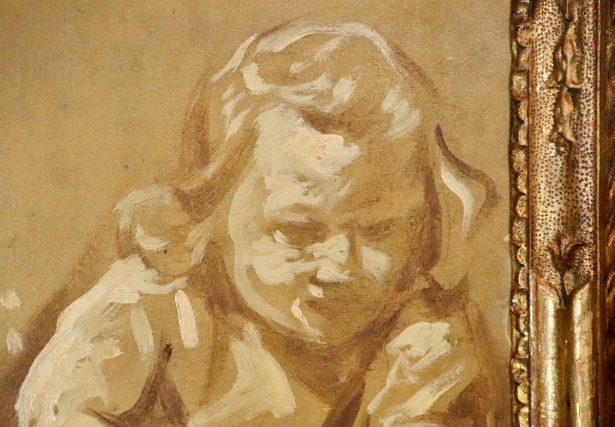 Painting Of Putto On Cardboard Nineteenth Mounted-photo-3