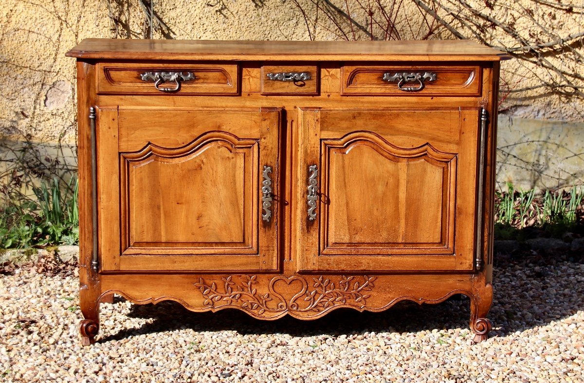 18th Century Walnut Buffet With 2 Doors And 3 Drawers-photo-2