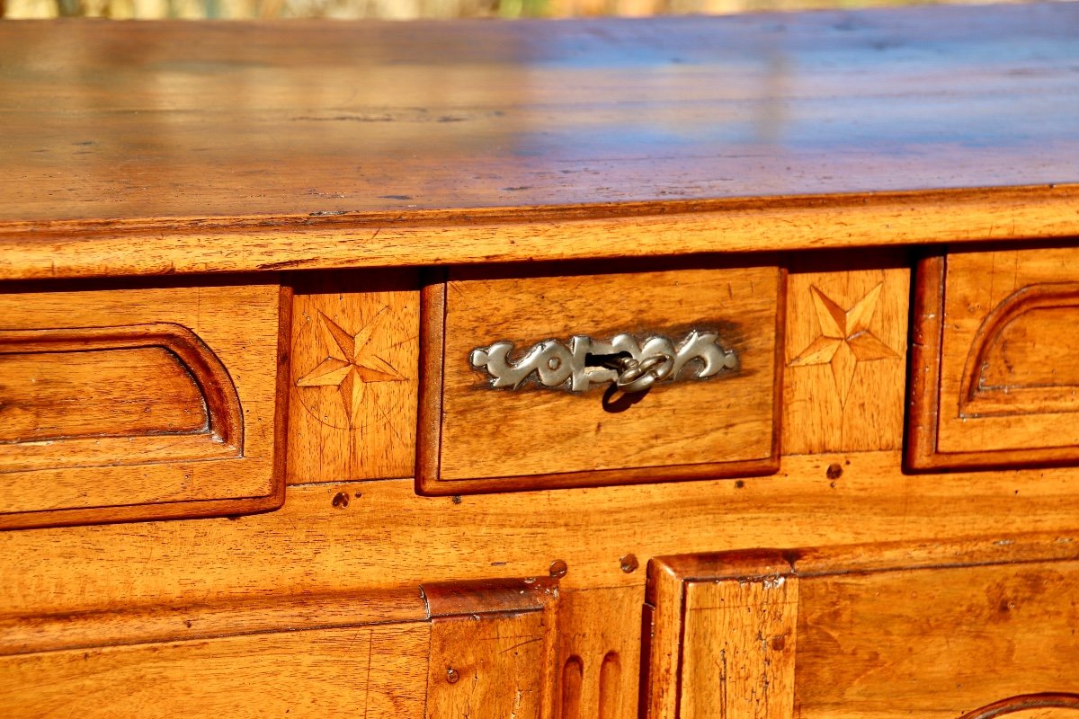 18th Century Walnut Buffet With 2 Doors And 3 Drawers-photo-2