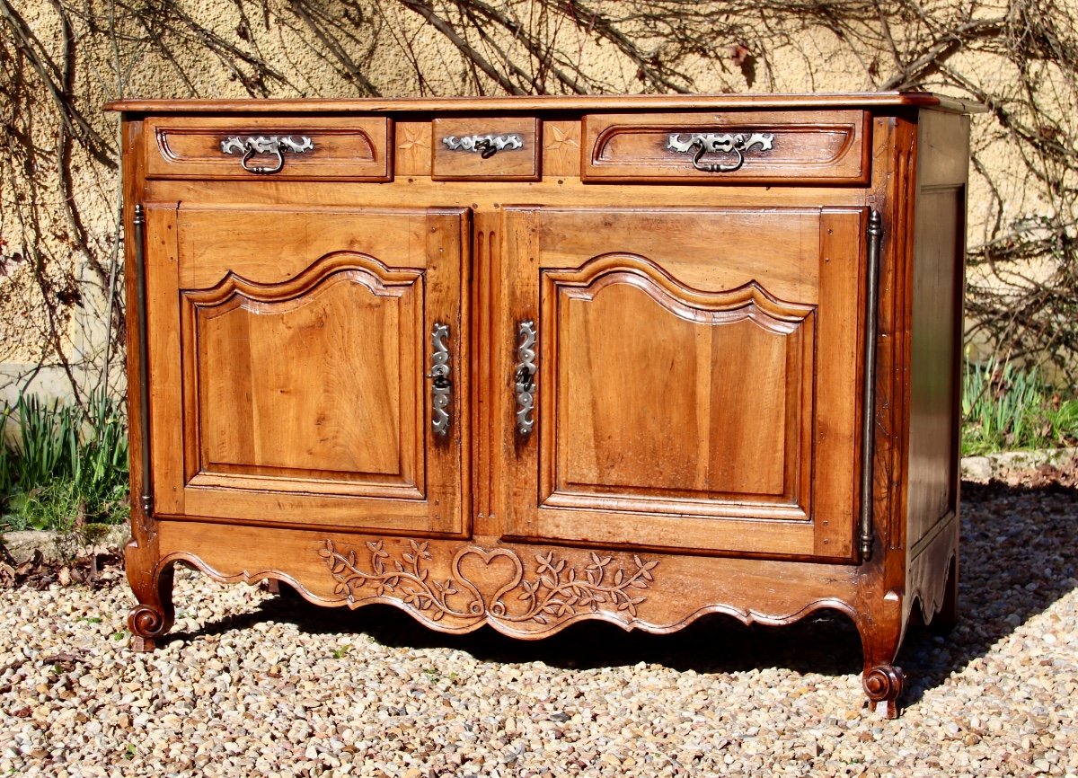 18th Century Walnut Buffet With 2 Doors And 3 Drawers-photo-5