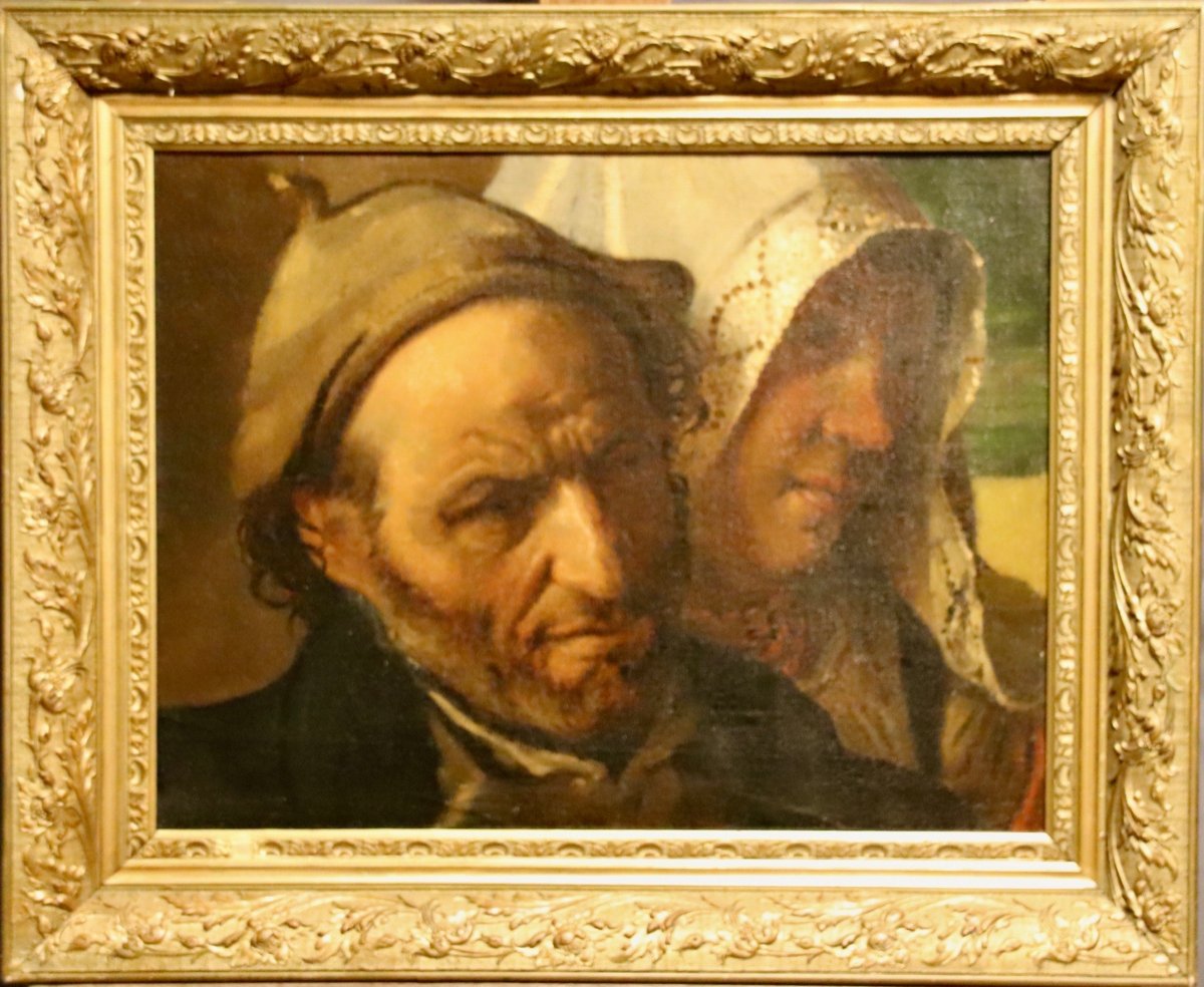 Peinture XIXème, Couple De Pêcheurs-photo-1