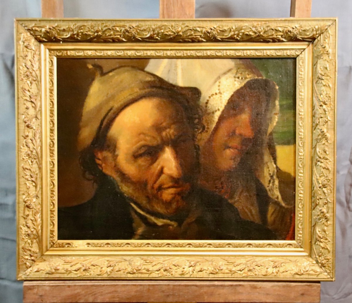 Peinture XIXème, Couple De Pêcheurs