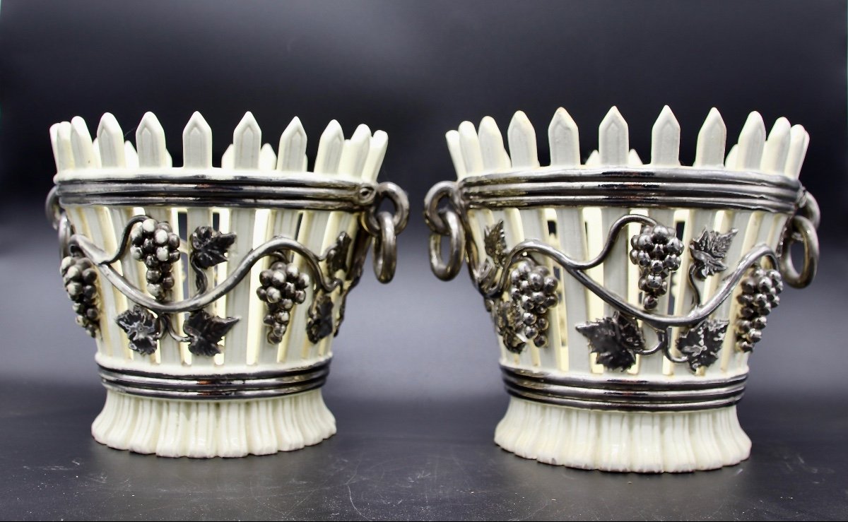 Pair Of Nineteenth Cups In Langeais Earthenware-photo-4