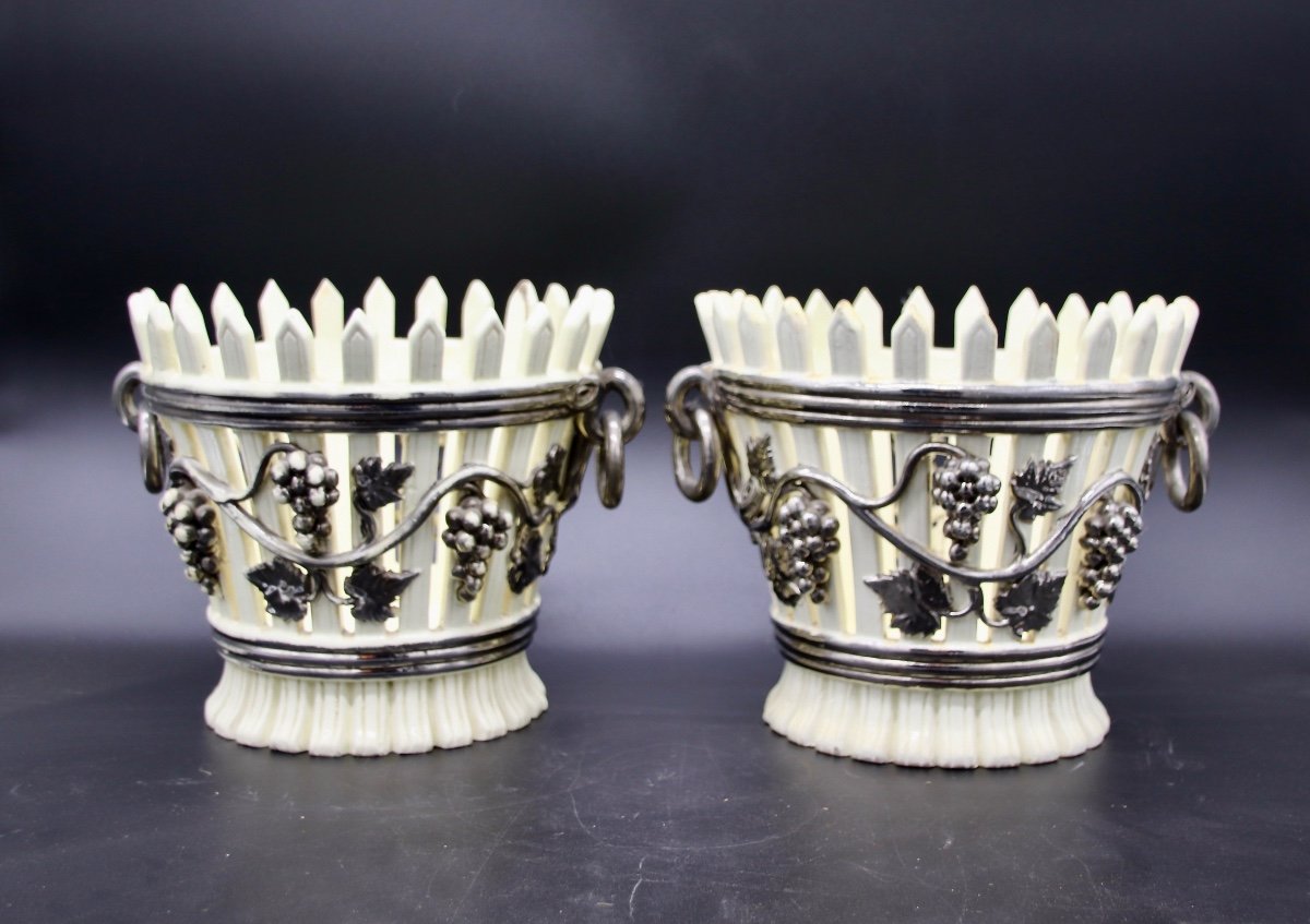 Pair Of Nineteenth Cups In Langeais Earthenware