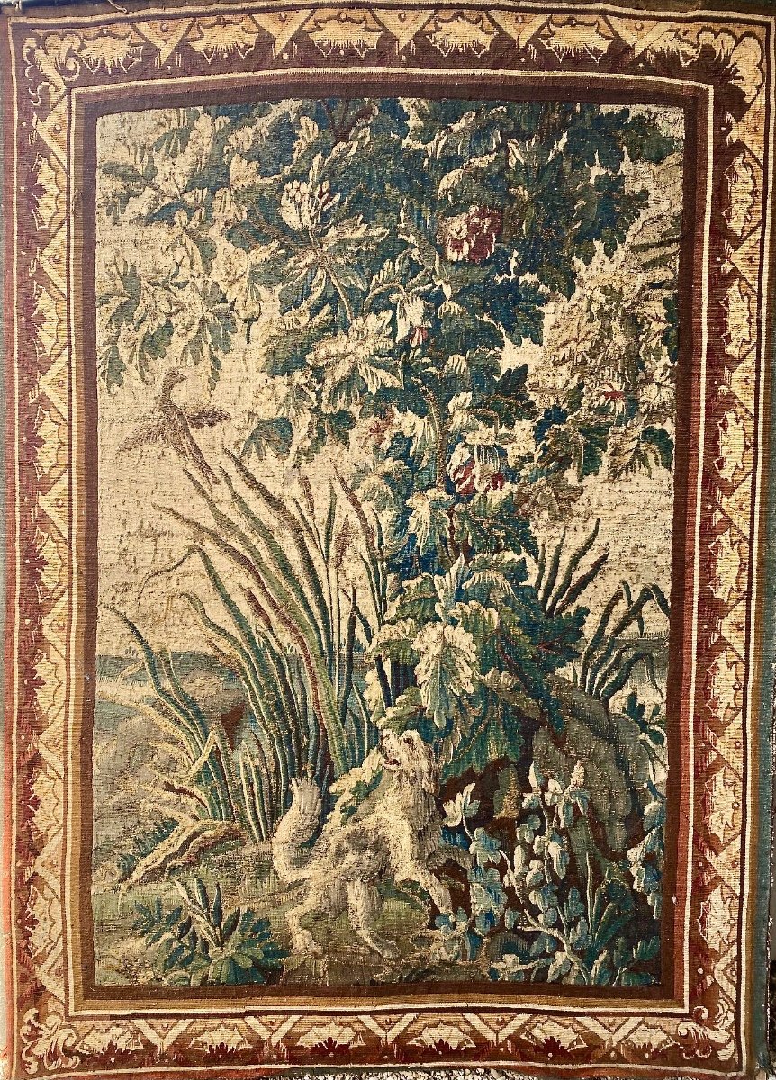 Tapisserie Aubusson XVIII Décor de chien -photo-4