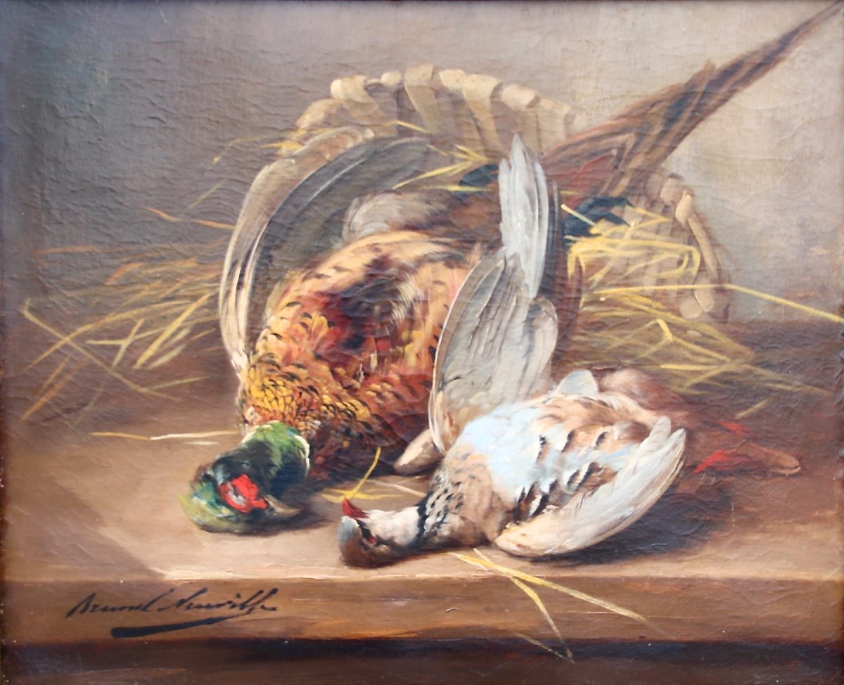 Peinture De Brunel De Neuville Nature Morte Aux Faisans-photo-1