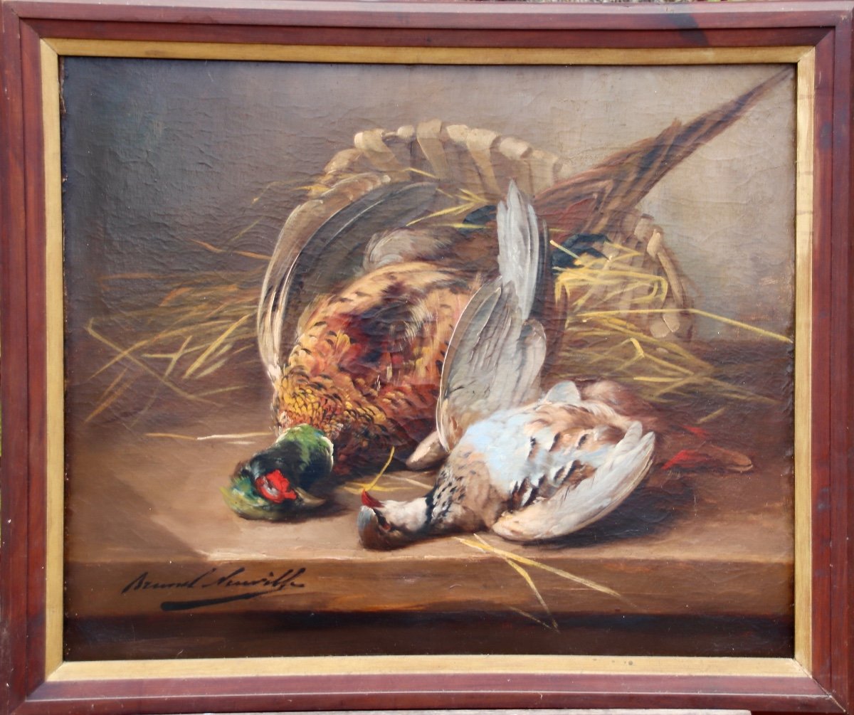 Peinture De Brunel De Neuville Nature Morte Aux Faisans-photo-2