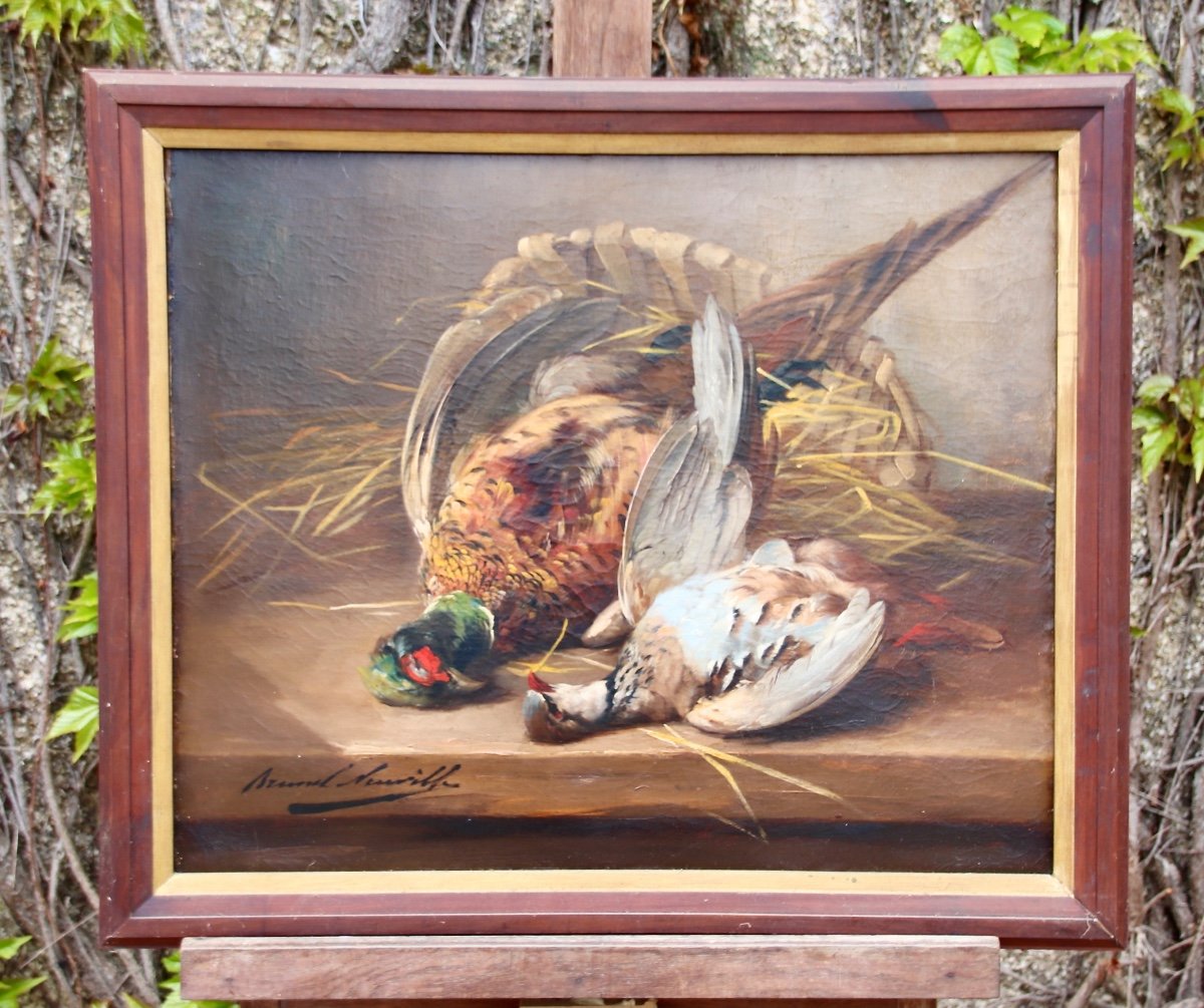 Painting By Brunel De Neuville Still Life With Pheasants