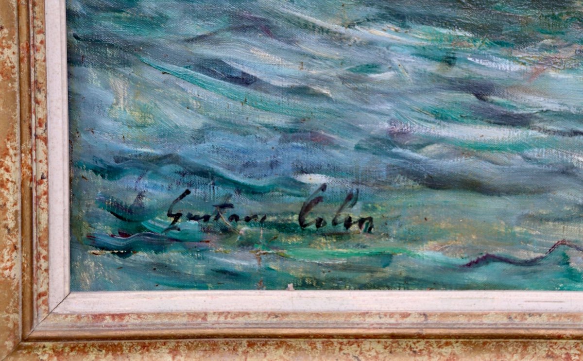 Peinture De Gustave Colin Sauvetage Sur La Côte Basque-photo-3