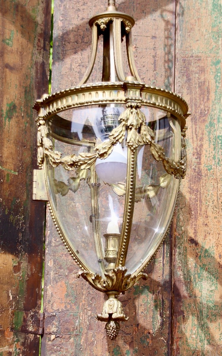 Lanterne De Vestibule Fin XIXème En Bronze Doré -photo-1