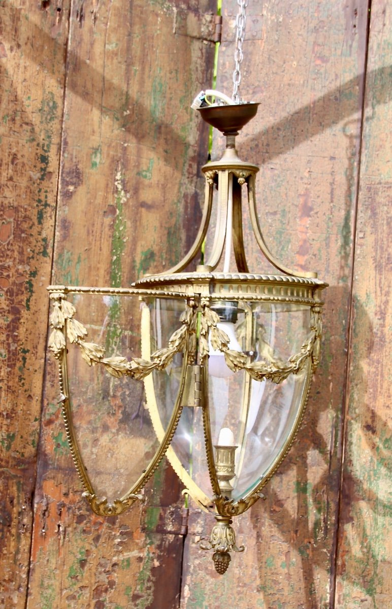 Lanterne De Vestibule Fin XIXème En Bronze Doré -photo-8