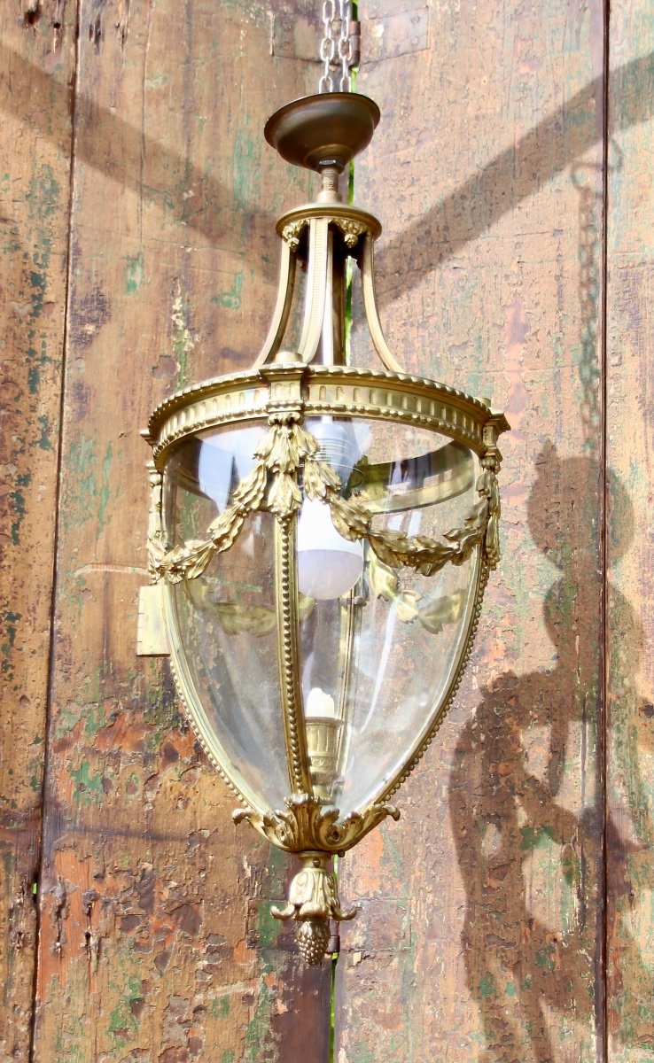 Lanterne De Vestibule Fin XIXème En Bronze Doré 
