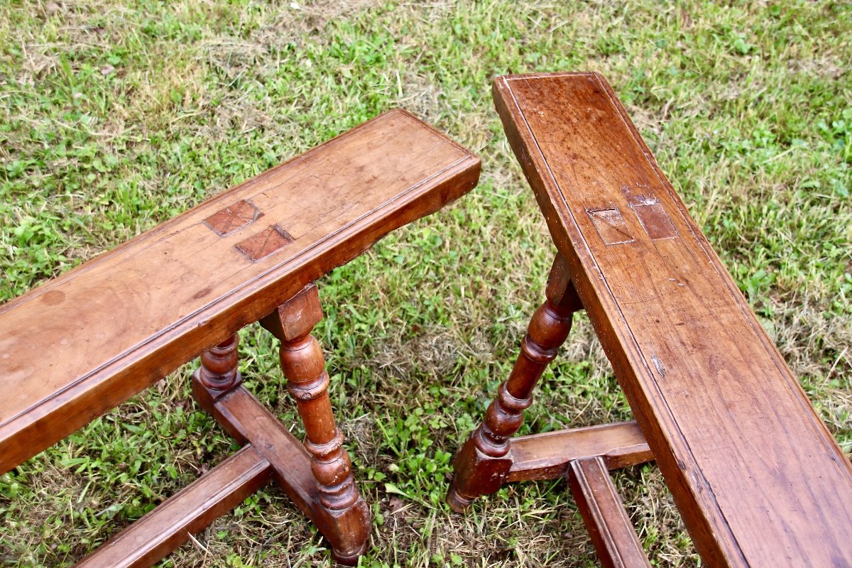 Pair Of Benches In Walnut Early Eighteenth-photo-2
