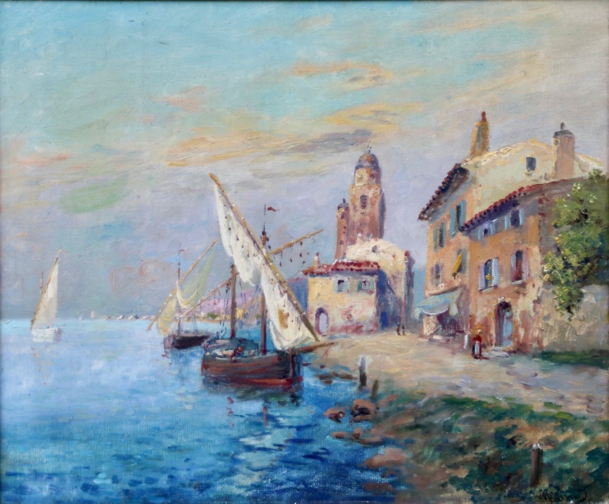 XXth Painting View Of The Port Of Martigues-photo-2