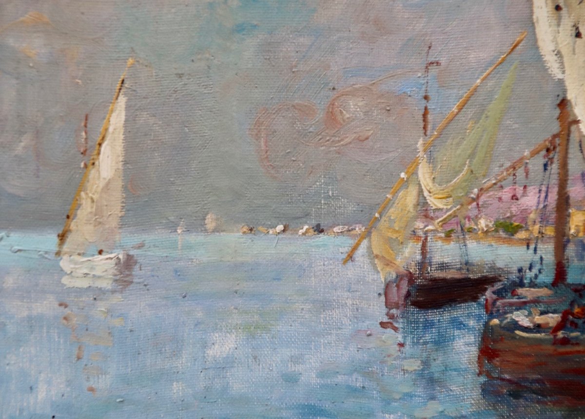 XXth Painting View Of The Port Of Martigues-photo-3