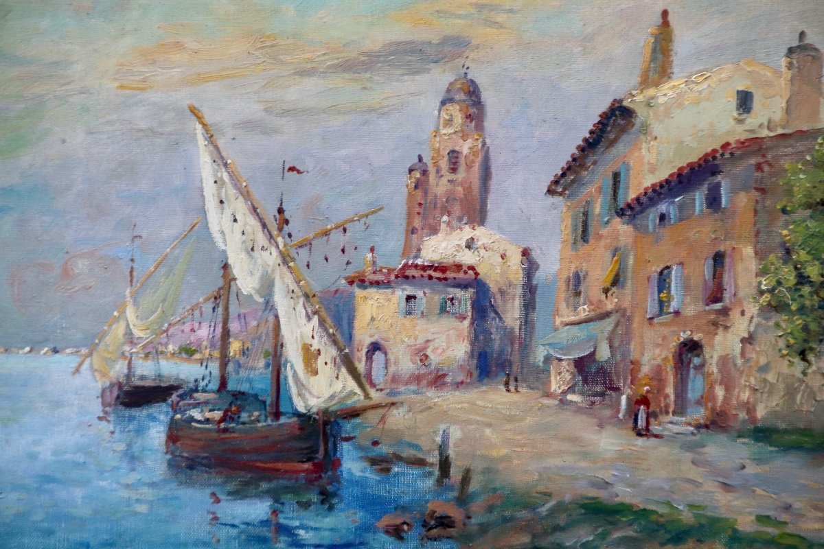 XXth Painting View Of The Port Of Martigues-photo-2