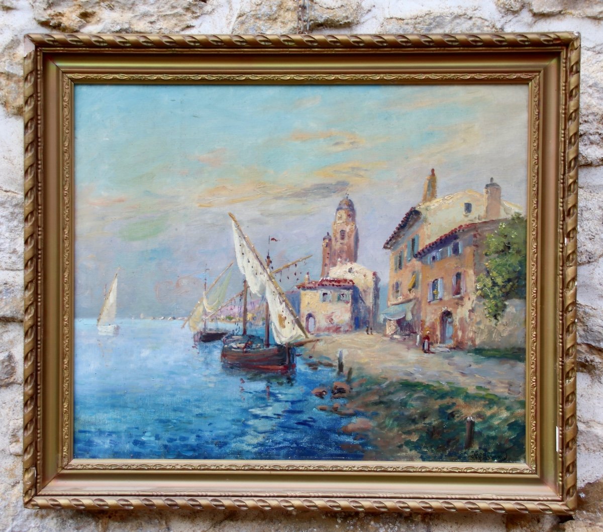 XXth Painting View Of The Port Of Martigues-photo-5