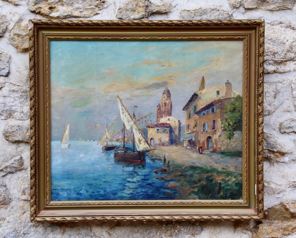 XXth Painting View Of The Port Of Martigues