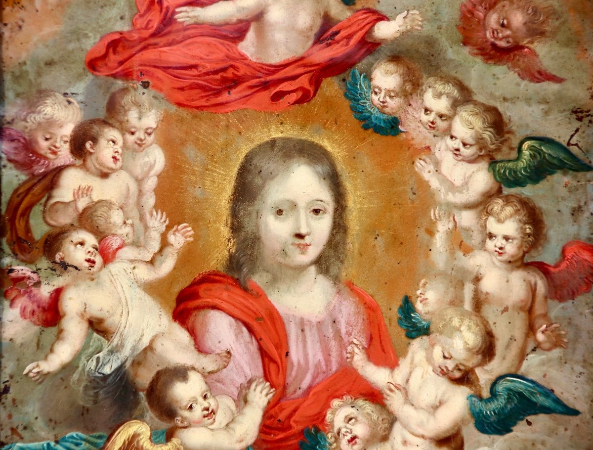 Peinture Sur Cuivre XVIIème Sainte Aux Anges -photo-5