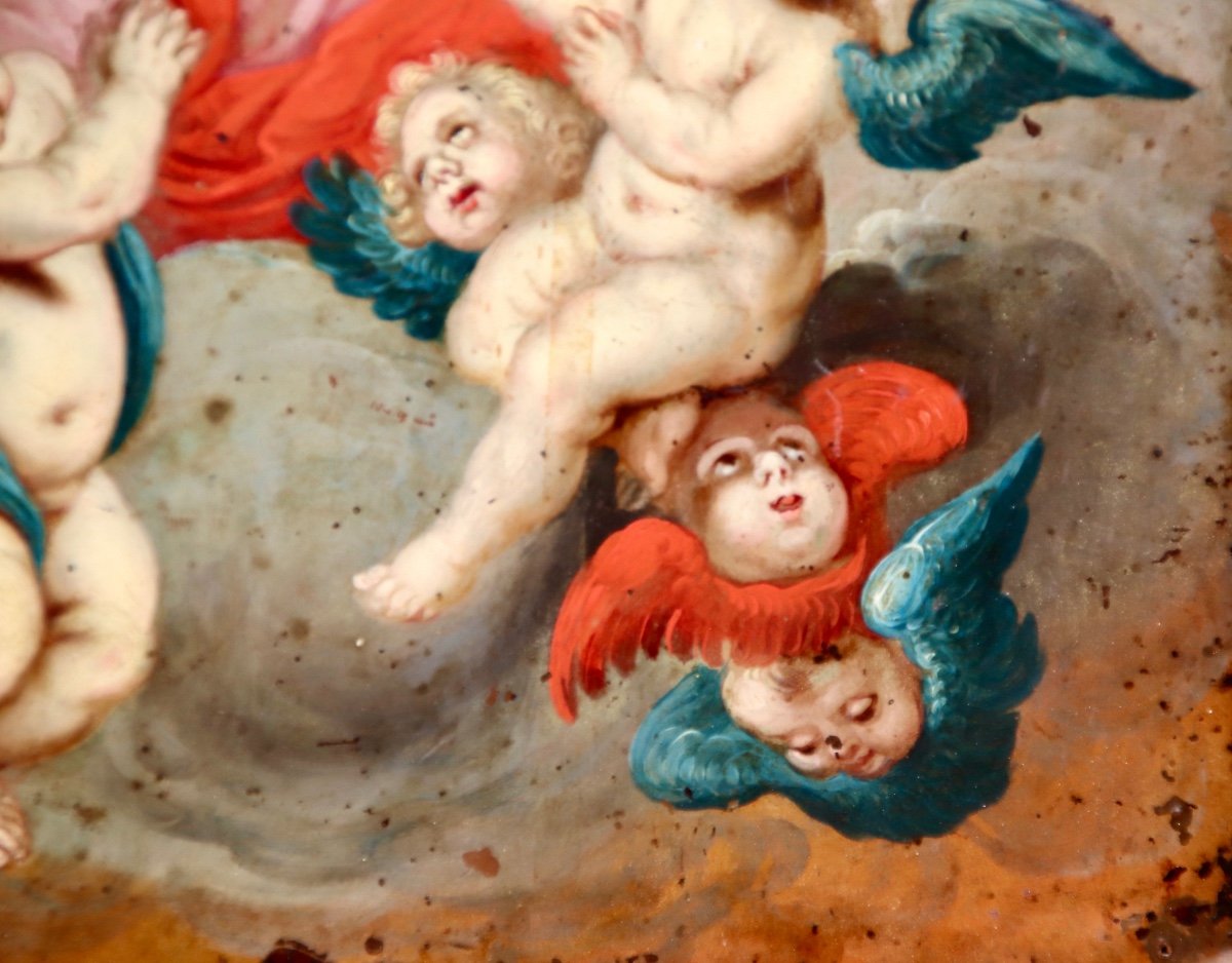 Peinture Sur Cuivre XVIIème Sainte Aux Anges -photo-6