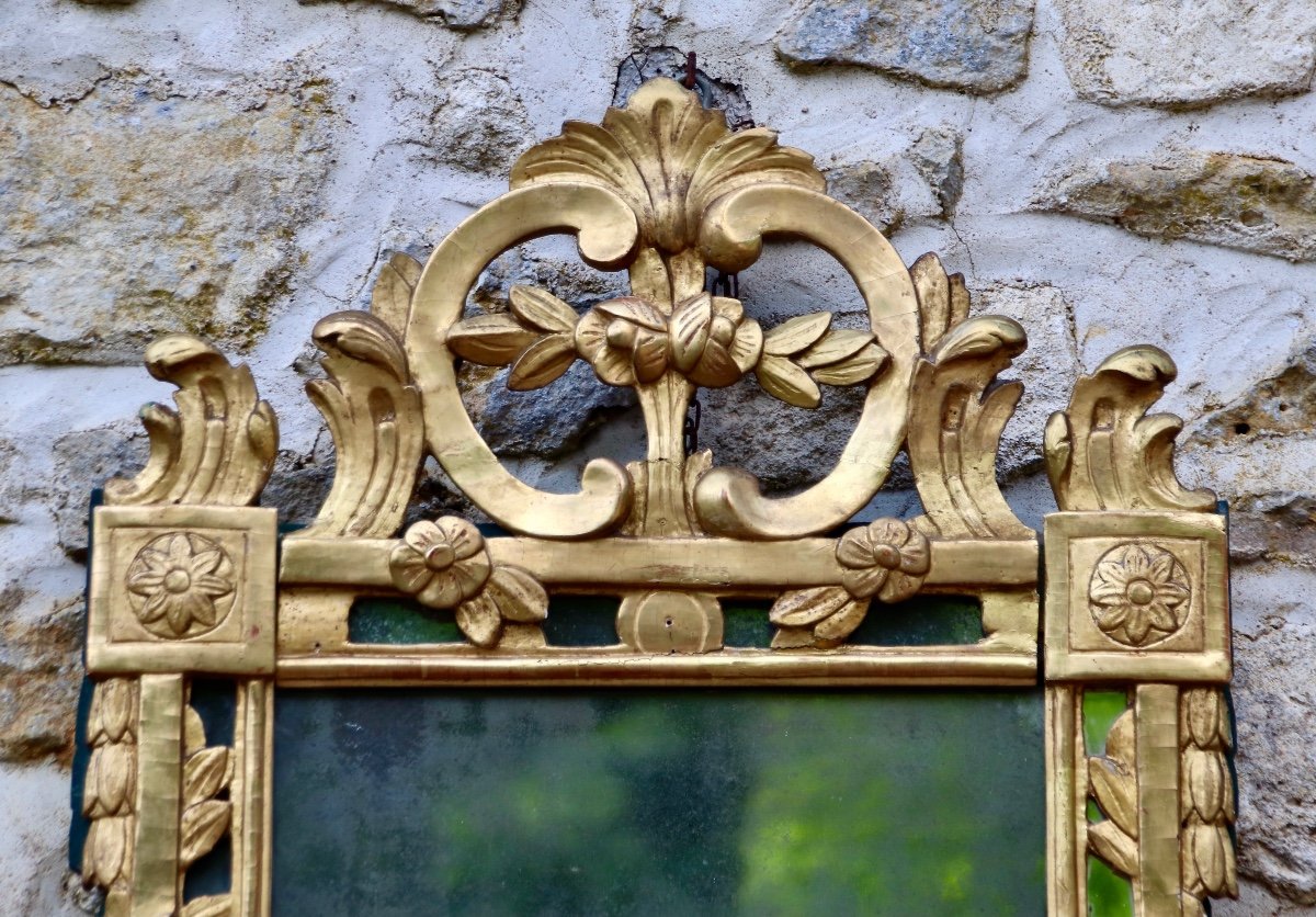 Louis XVI Parclose Mirror In Golden Wood-photo-2