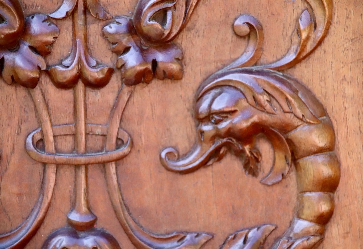Nineteenth Carved Walnut Panel-photo-3