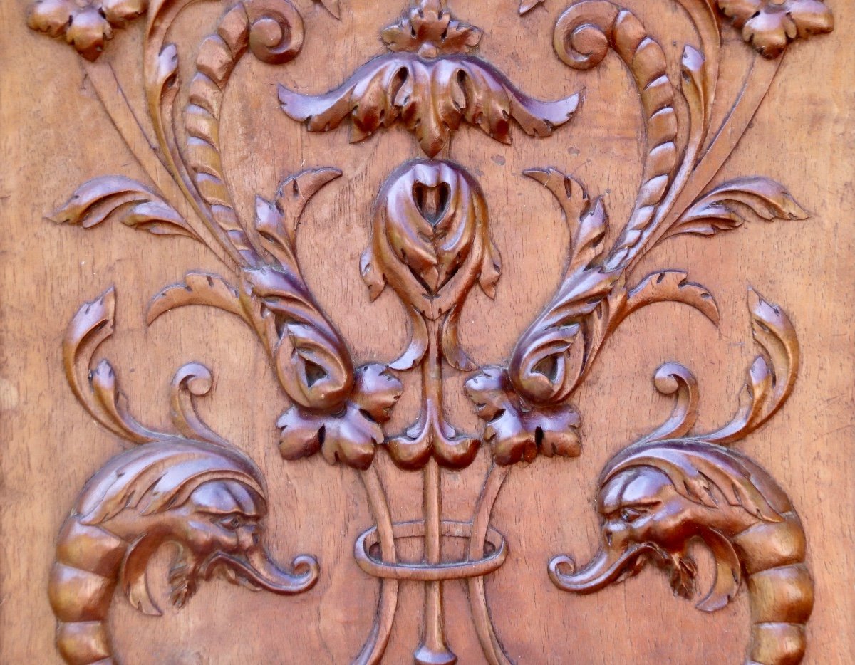 Nineteenth Carved Walnut Panel-photo-4